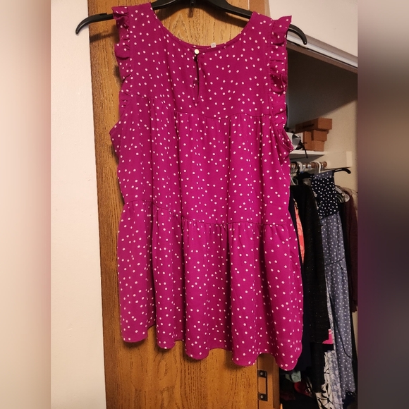 Maurices Dark Pink Polka Dot Blouse - Picture 5 of 6